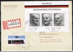 Bund 871-873 als portoger. MiF mit Friedensnobelpreisträger-Block 11 + Berlin-Marke auf Inlands-Einschreibe-Brief 20-50g von 1976