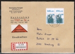 Bund 1381 als portoger. MeF mit 2x 280 Pf SWK aus Bogen mit Oberrand auf Nachnahme-Brief 50-100g von 1988/1989