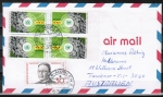 Bund 774 als portoger. MiF mit 4x 25 Pf Umweltschutz + 50 Pf SM auf Luftpost-Brief 5-10g von 1975 nach Australien