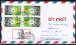 Bund 774 als portoger. MiF mit 4x 25 Pf Umweltschutz + 50 Pf SM auf Luftpost-Brief 5-10g von 1975 nach Australien