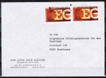 Bund 880 als portoger. MeF mit 2x 40 Pf Europ. Gemeinschaft auf Inlands-Brief 20-50g von 1976, Stempelflecke