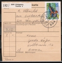 Bund 881 als portoger. MiF mit 50 Pf Wuppertaler Schwebebahn auf Inlands-Paketkarte von 1976