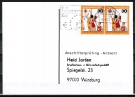 Bund 882 als portoger. MeF mit 2x 30 Pf Jugend 1976 auf Sammel-Anschriftenprüfungs-Postkarte von 2000/2002, codiert