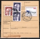 Bund 878 als portoger. MiF mit 50 Pf Lufthansa + Heinemann-Zusatzfrankatur auf Inlands-Paketkarte für Schnellpaket von 1976