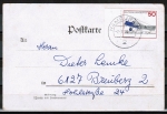 Bund 878 als portoger. EF mit 50 Pf Lufthansa auf Inlands-Postkarte von 1980