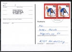 Bund 884 als portoger. MeF mit 2x 50 Pf Jugend 1976 auf Inlands-Postkarte von 1997-2002, codiert