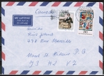 Bund 953 als portoger. MiF mit 50 Pf Dr. Eisenbarth + 40 Pf SM auf Luftpost-Brief bis 5g von 1977 nach Kanada