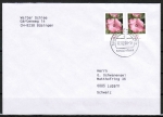 Bund 2462 als portoger. MeF mit 2x 25 Ct. Blumen / Malve aus Rolle auf B-Brief vom ZAG Büsingen in die Schweiz, codiert