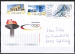 Bund 2238 als Sonder-Ganzsachen-Umschlag mit 56 Cent Sport 2002 Eisschnelllauf als Inlands-Brief bis 20g mit Zusatzfrankatur 2016 gebraucht, codiert