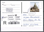 Bund 3219 Skl. (Mi. 3224) als portoger. EF mit 260 Cent Bähr-Kuppelkirche als Skl.-Marke auf Einwurf-Einschreib-Postkarte von 2016-2019, codiert