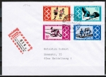 Bund 886-889 als portoger. Satzbrief mit den 4 Marken zur Olympiade Montreal auf Inlands-Einschreibe-Brief bis 20g von 1976