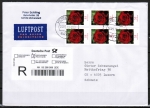 Bund 2669 als portoger. MeF mit 6x 55 Cent Blumen / Gartenrose aus Rolle auf Europa-Kompakt-Einschreibe-Brief 20-50g von 2009-2010 in die Schweiz
