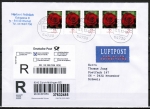 Bund 2669 Skl. (Mi. 2675) als portoger. MeF mit 5x 55 Cent Blumen / Gartenrose als Skl.-Marke auf Einschreibe-Brief bis 20g von 2008-2010 in die Schweiz