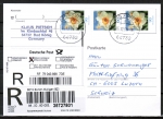 Bund 2506 als portoger. MeF mit 3x 90 Ct. Narzisse aus Rolle auf Europa-Einschreib-Postkarte von 2006-2010 in die Schweiz, Label