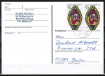 Bund 912 als portoger. MeF mit 2x 50 Pf Weihnachten 1976 EZM aus Block 13 auf Inlands-Postkarte von 1997-2002, codiert