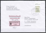Bund 1691 als portoger. EF mit 700 Pf SWK aus Bogen mit Oberrand auf Ausl.-Wertbrief 20-50g von 1993-1997 n. Frankreich, AnkStpl.
