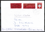 Stempel: Osterholz-Scharmbeck: Hier eine Briefe-Flschung mit der DDR-Marke 5,- Mark "Flugpost-Serie" von 1985, rckseitig mit diesem Stempel von Osterholz-Scharmbeck !