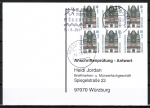 Bund 2139 MeF mit 6x 10 Pf/0,05  SWK aus Rolle auf Anschriftenprfungs-Postkarte