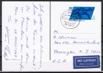 Bund 1048 als portoger. EF mit 90 Pf Sport 1980 auf Luftpost-Postkarte in die USA von 1982-1989