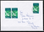 Bund 588 als portoger. MeF mit 3x 20 Pf Olympiade 1969 auf Brief bis 20g von 1980 in die DDR