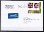 Bund 3088 als portoger. MeF mit 2x 28 Cent Blumen aus Bogen auf Auslands-Priority-Infopost 7g von 2015 nach Belgien, codiert