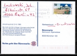 Berlin 804 als portoger. EF mit 50 Pf Urania auf Drucksache-Postkarte von 1988-1989 von Berlin ins Bundesgebiet, codiert