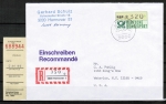 Bund ATM 1 - Marke zu 320 Pf in Gravur-Type als portoger. EF auf Ausl.-Einschreibe-Brief bis 20g von 1984 in die USA/ClaimCheck.TQ Bfsdg. Hannover/ed