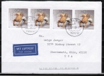 Berlin 819 als portoger. MeF mit 4x 60 Pf Wohlfahrt 1988 auf Luftpost-Brief 15-20g von 1989-1991 von Berlin in die USA, vs. schwarze US-Codierung