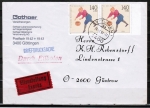 Bund 1501 als portoger.(?) MeF mit 2x 140 Pf Sport 1991 auf Eil-Briefdrucksache bis 20g vom Mrz 1991 ins VGO, AnkStpl.